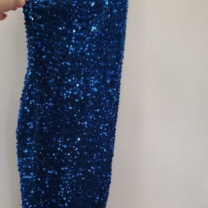 Crystal Doll Blue Sequin One Shoulder Dress
